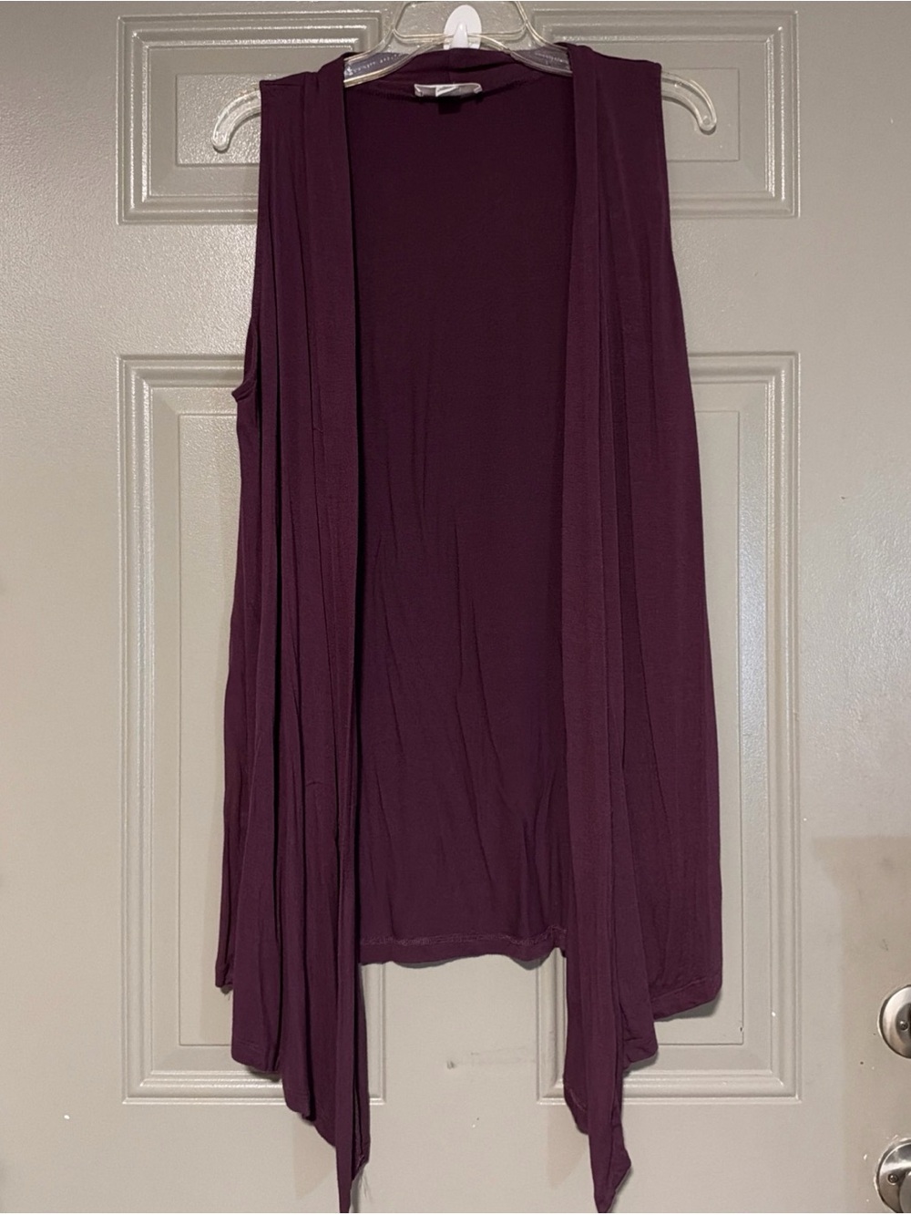 Zenana Outfitters Sleeveless Drape Front Tunic Vest in Deep Plum